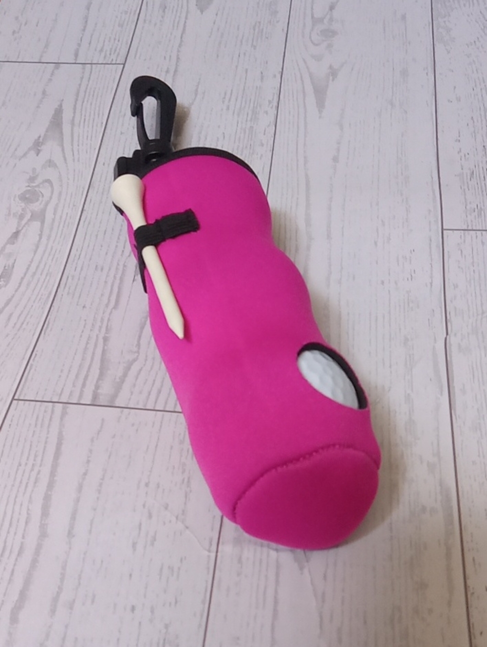 Pink Golf Ball Carrier Pouch with Tee Holder & Clip